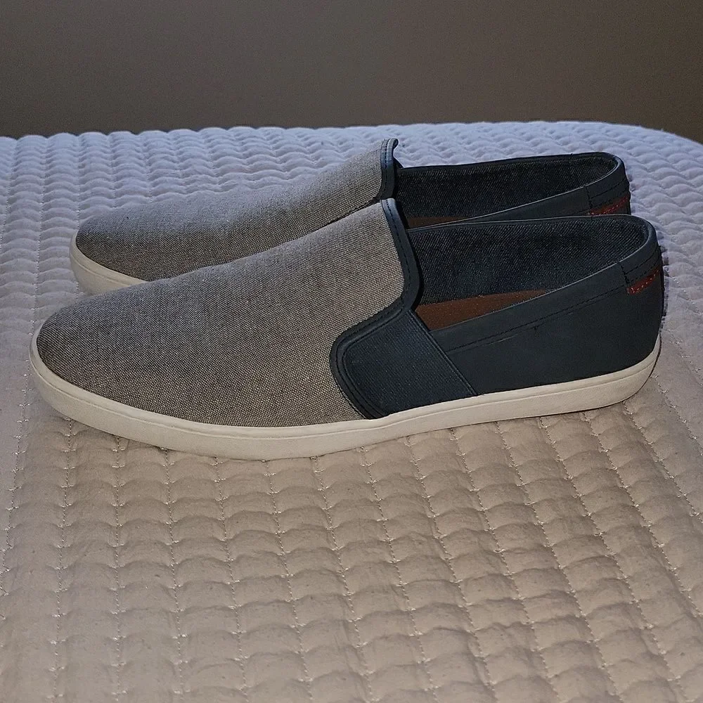 ALDO Men's Gray Denim Look & Navy Casual Slip On Comfort Loafers Size 12